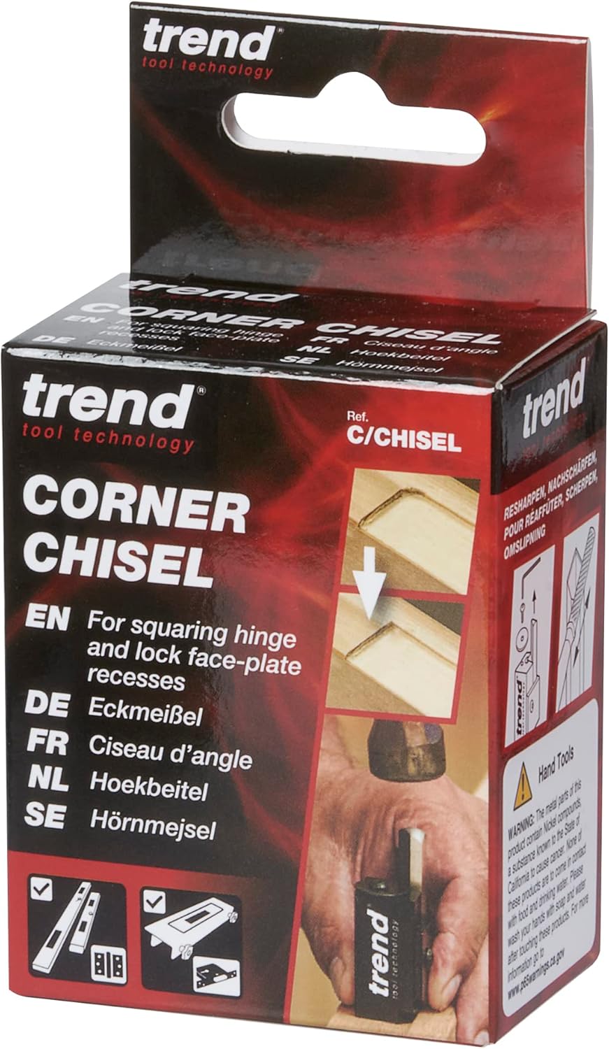 Trend Hinge Recess Squaring Corner Chisel, Quickly Square Up Rounded Corners, C/CHISEL