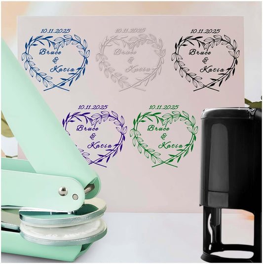 Personalized Wedding Embosser Stamp， Custom Book Business Card Paper Document Notebook, Self Inking Stamp，Book Lover Gifts，Christmas Gifts (Style09)