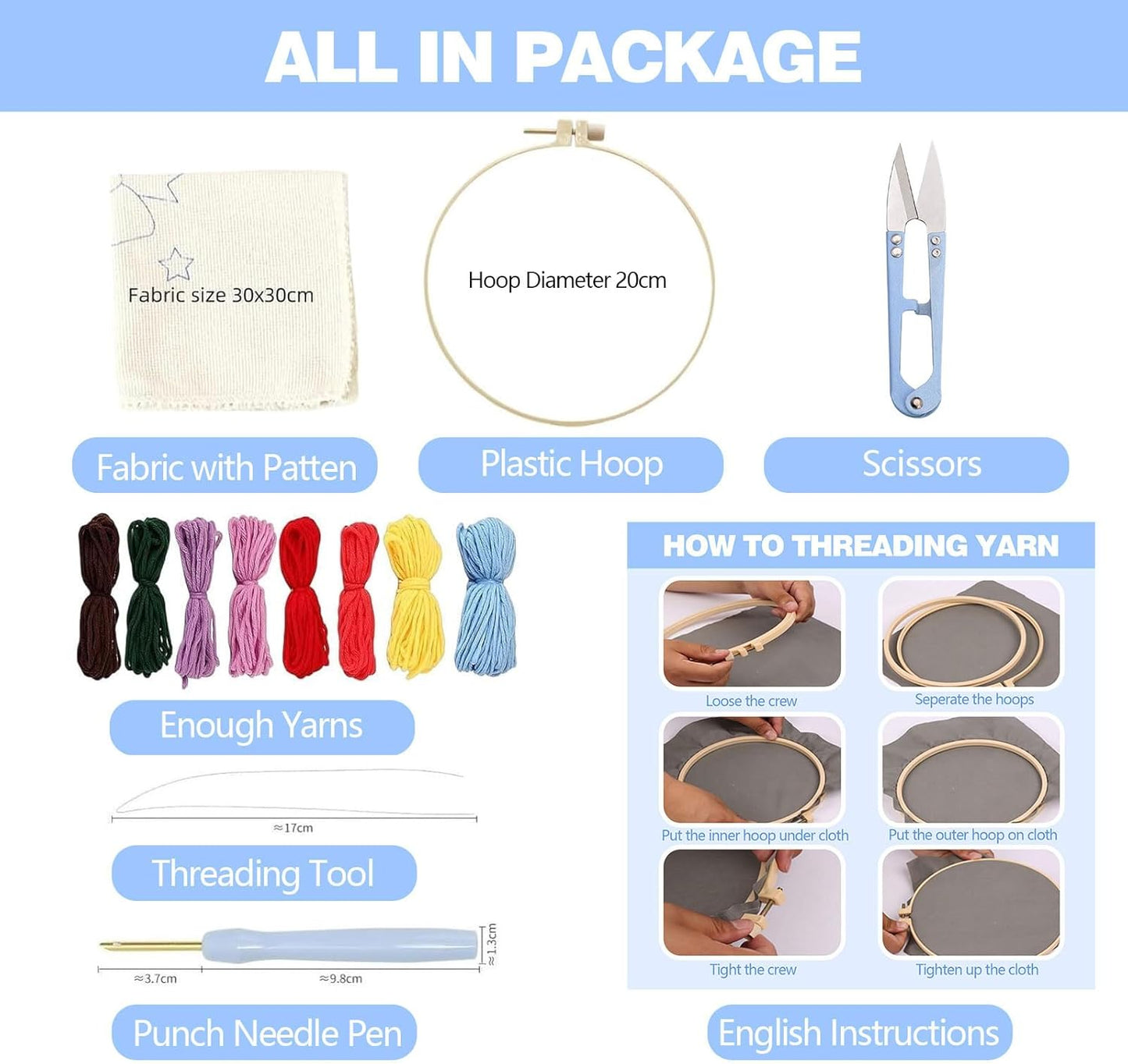 RUIQLXHANG Punch Needle Kits for Beginners, Cute Cartoon Highland Cow with Daisy Flower, Punch Needle Starter Craft Set with 20cm Hoop, Perfect for Festival Gift and Decoration (Sunflower)