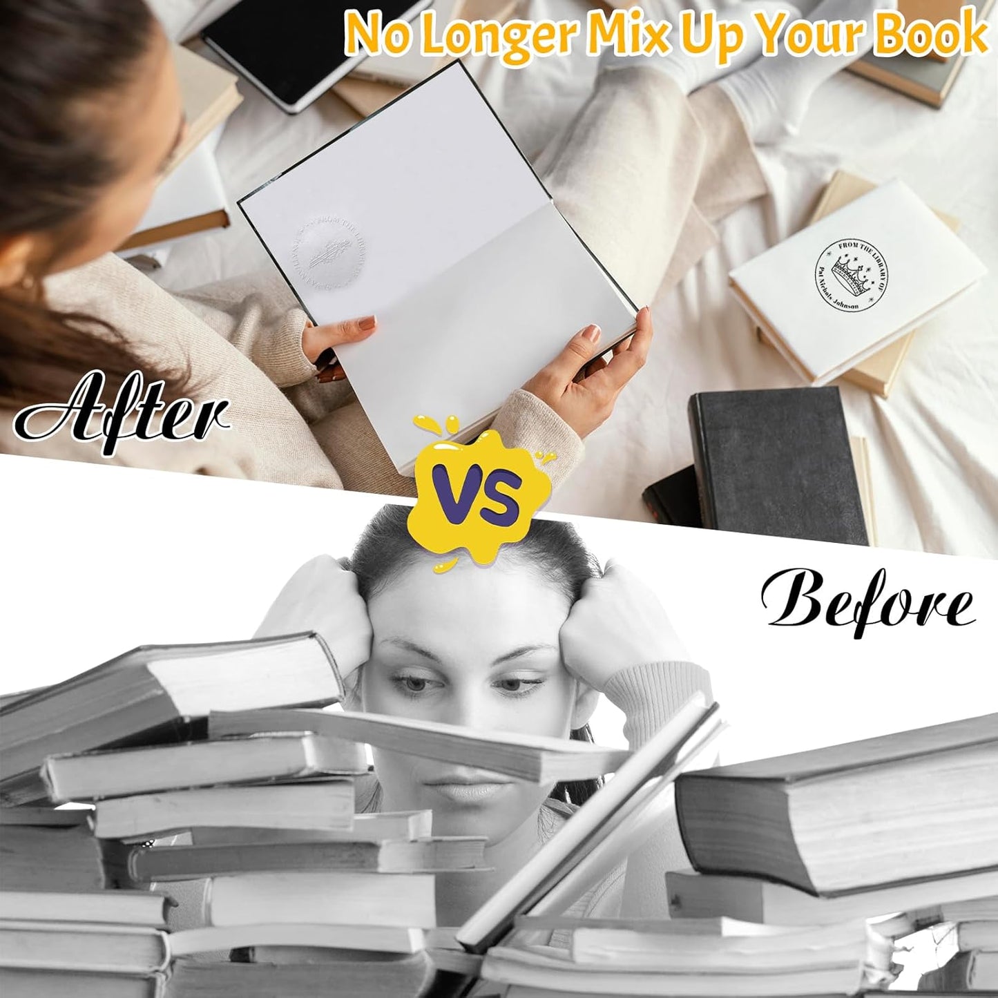 HJX Custom Book Embosser Personalized, Customized Personal Book Embosser for Books from The Library of Self-Inking Stamp (02-Stamp)