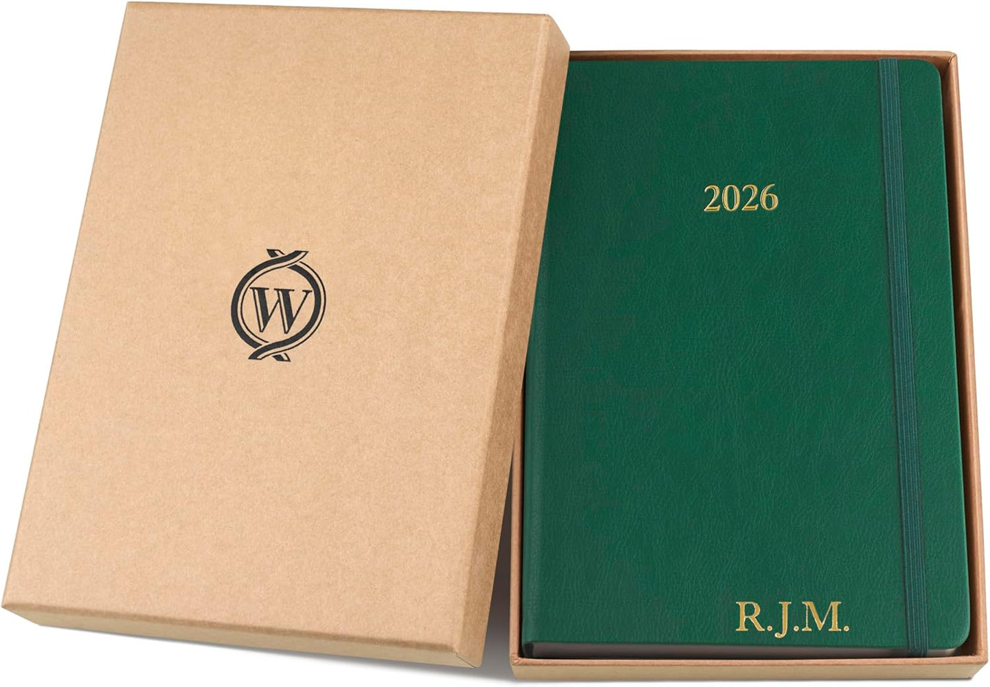 Wykeham's Executive 2026 Daily Journal Planner – US Public Holidays & Format – Customization Available (Personalized Racing Green, 8.5”×5.5”)