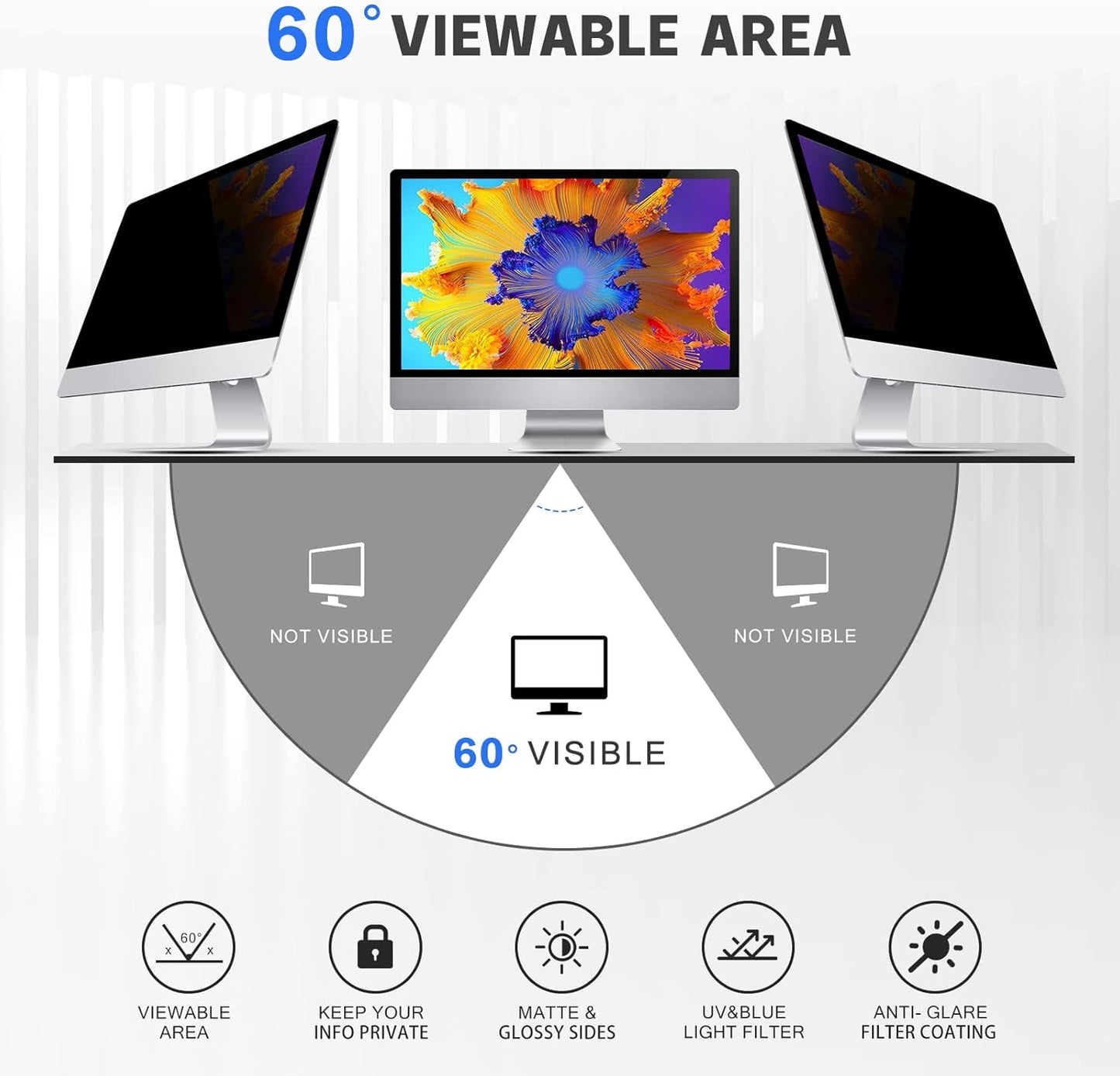 17 Inch - (5:4) Aspect Ratio Privacy Screen Filter for Square Computer Monitors - Anti-Glare - Anti-Scratch Protective Film