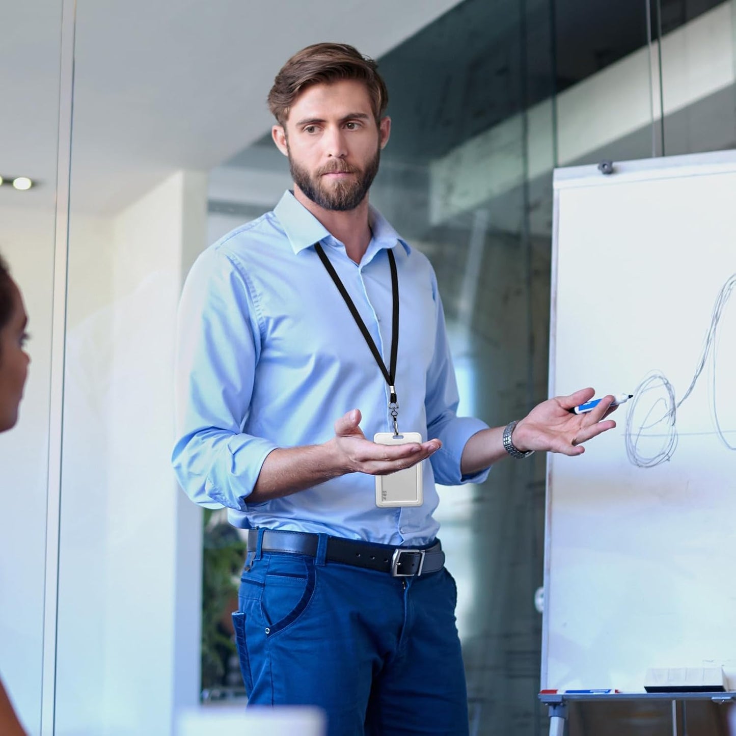 500 Pack Bulk Lanyards for ID Name Badges Holder Flat Lanyards with Hook Clip Swivel for Office School Accessories (Black)