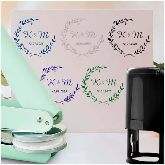 Personalized Wedding Embosser Stamp， Custom Book Business Card Paper Document Notebook, Self Inking Stamp，Book Lover Gifts，Christmas Gifts (Style12)