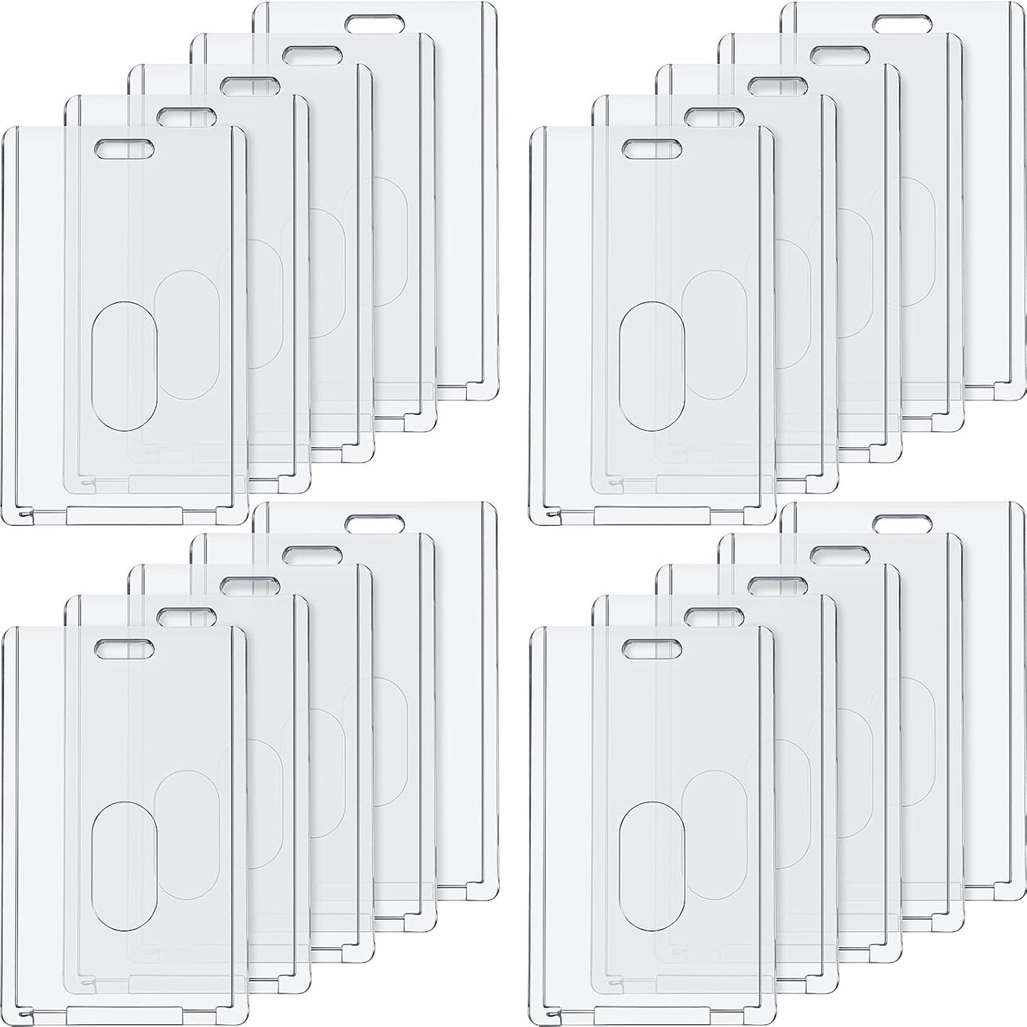 Chinco 120 Pcs Vertical Acrylic Badge Holders Waterproof Clear ID Holder Heavy Duty Card Holder Plastic Protector Cover Transparent Badge Protector Vertical in Office Products