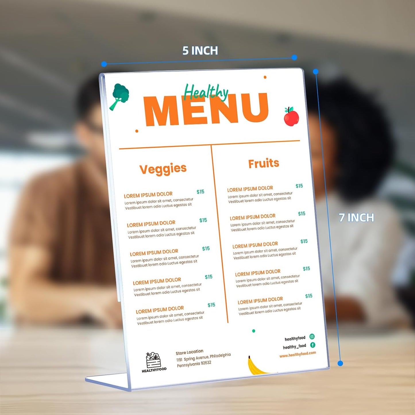 6 Pack Slanted Back Acrylic Sign Holders 5x7 for Business & Store, Tabletop Vertical Sign Holder with Anti-Slip Pads Clear Display Stand, for Menus Flyers Documents Office Restaurants Party Decoration