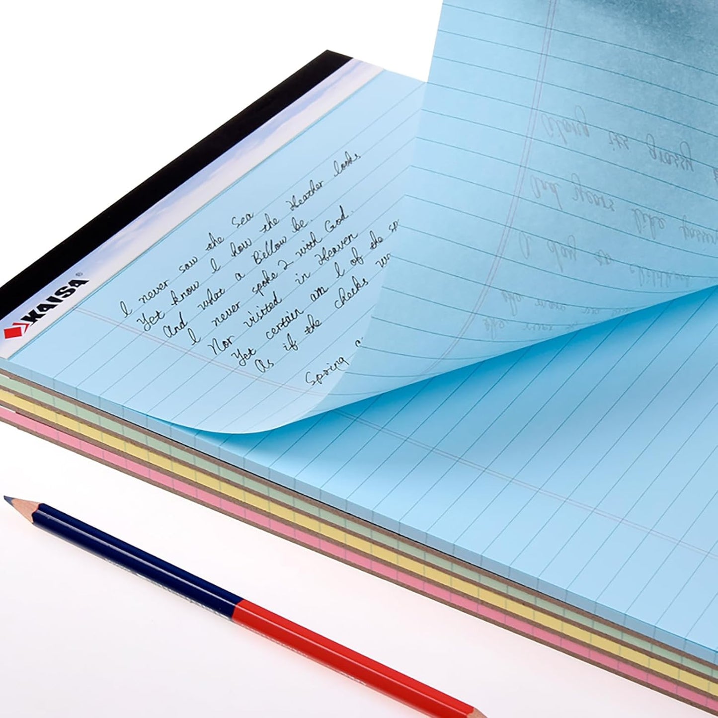 KAISA Colored Legal Pad Writing Pads 8.5x11 inch, Wide Ruled, 40 Sheets/Pad, 20lb Colored Paper, Perforated Writing Pad with Sturdy Back (4 Pads), KSU-5972