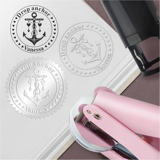 Custom The Library of Embossers Stamps Nautical Theme Color Self-Inking Stamp with Your Name & Design Ship Anchor Great for Personalized Books