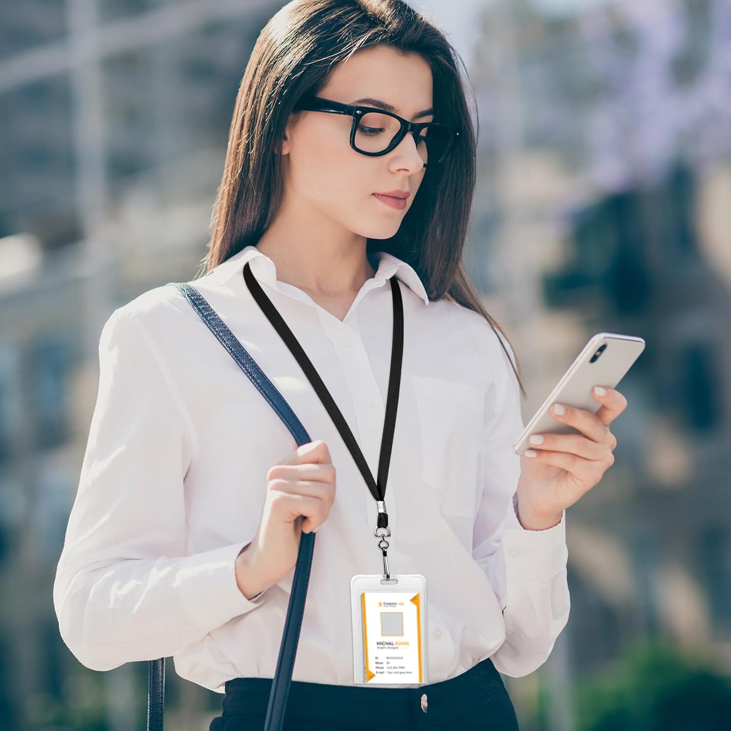 500 Pack Bulk Lanyards for ID Name Badges Holder Flat Lanyards with Hook Clip Swivel for Office School Accessories (Black)