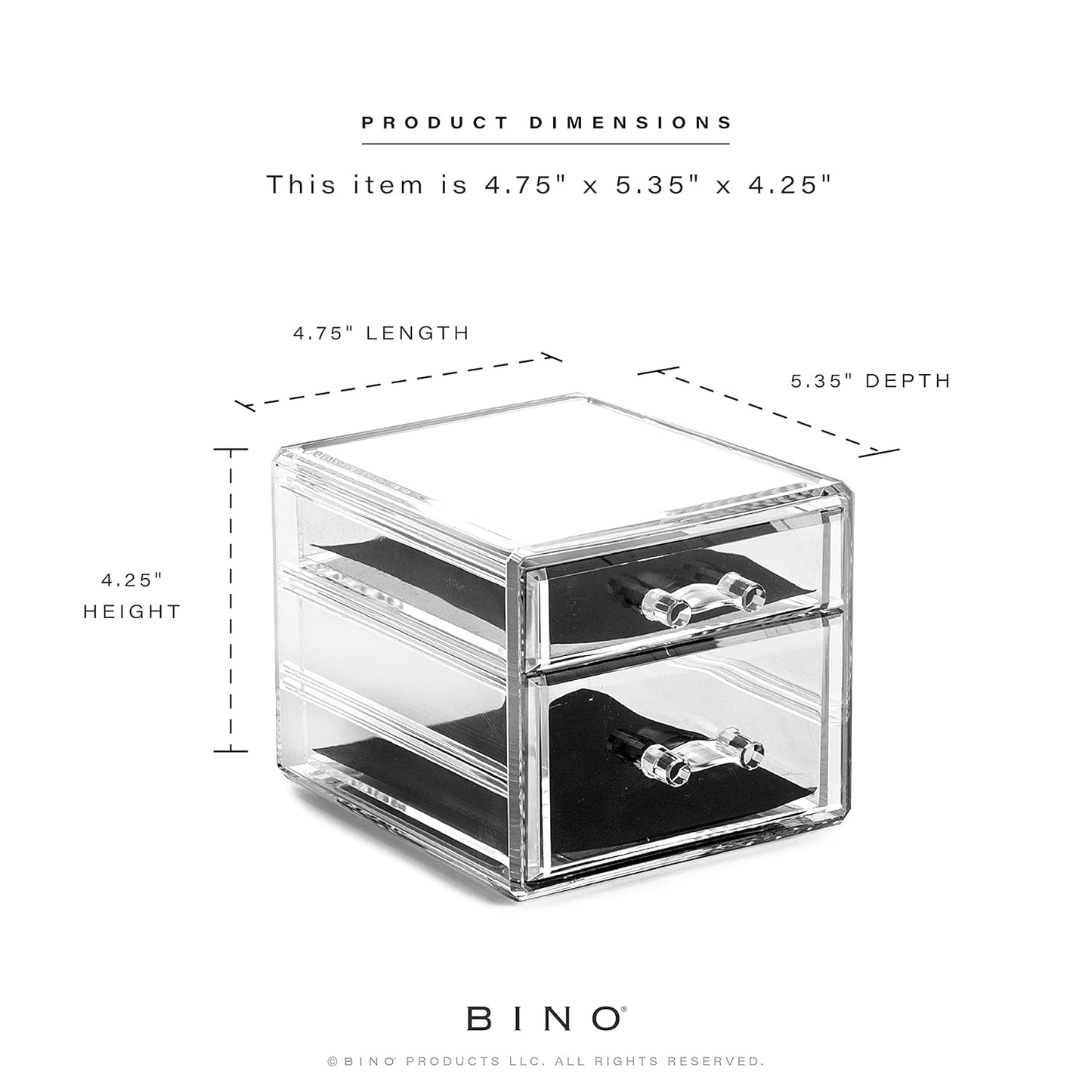 BINO THE MANHATTAN SERIES Acrylic Makeup Drawer Organizer- 2 Drawer Small | Clear Beauty Organizers and Storage| Cosmetic & Makeup Drawer| Home Organization| Jewelry & Vanity Accessories Drawer