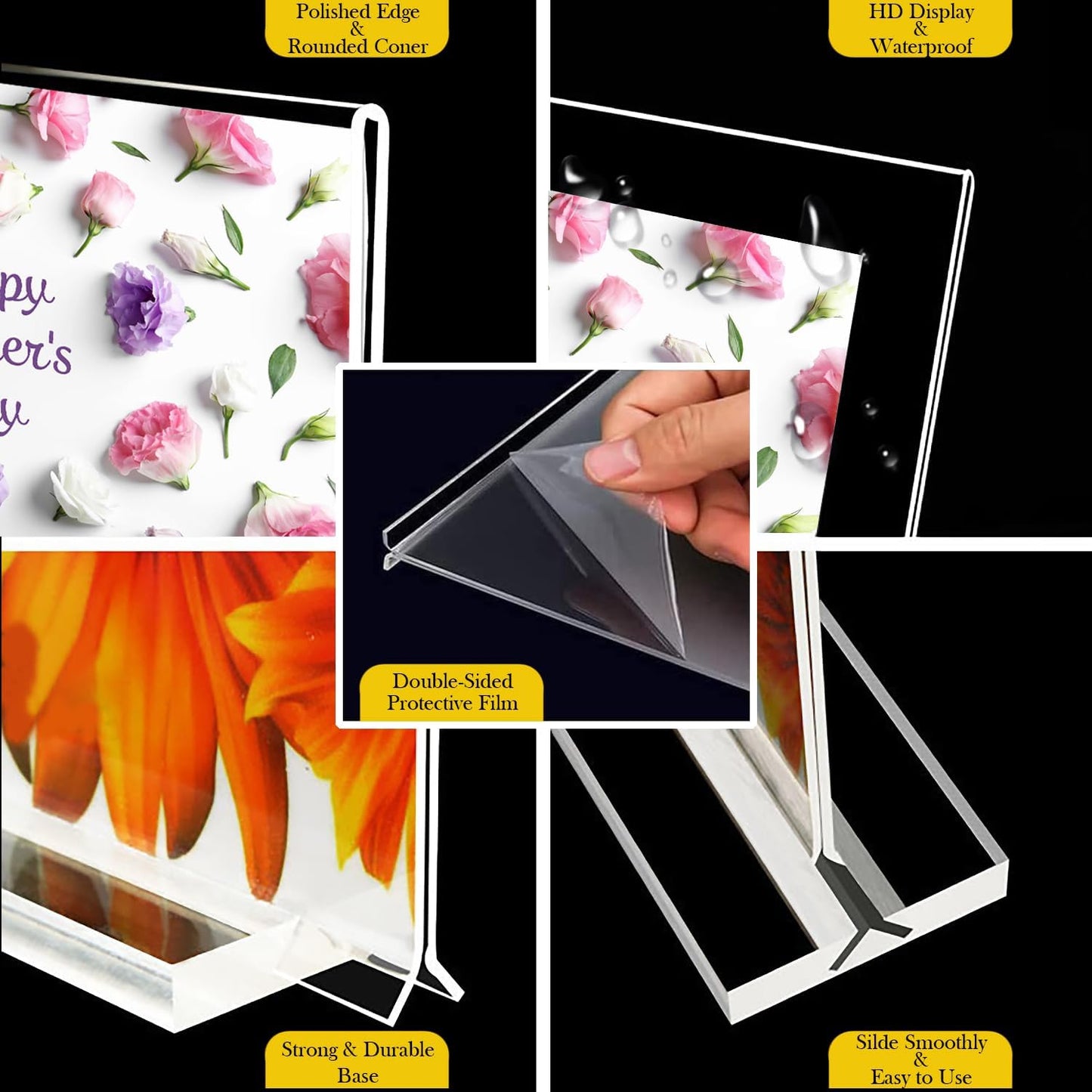 Acrylic Sign Holder 7 x 5 inches 6 Pack Horizontal Desktop Display Stand, Sign Holder, Suitable for Restaurants, Promotions, Photo Frames, Events, Meetings Acrylic Display Holder