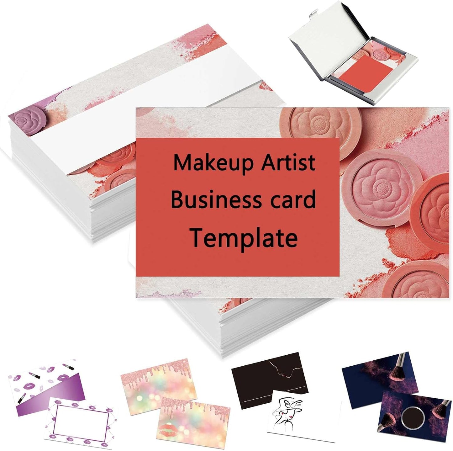 Custom Business Cards Personalized Business Cards with Photo for Small Business Customized with Logo Text 1000 500 200 100 Double Sided Printable Waterproof Business Cards-3.5" x 2",Makeup Template