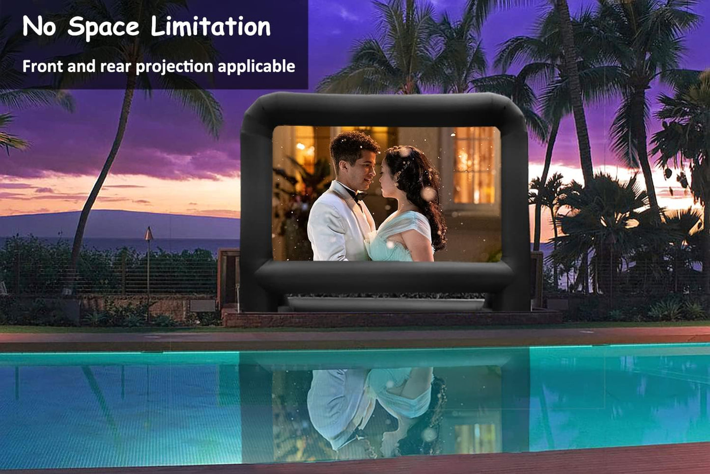 HuaKastro 20 FT Outdoor Inflatable Projector Movie Screen – One-Piece Design, Easy Setup Blow-Up Screen with Fan, Perfect for Parks, Drive-in Movie Nights & Large Outdoor Events (Stable Base)