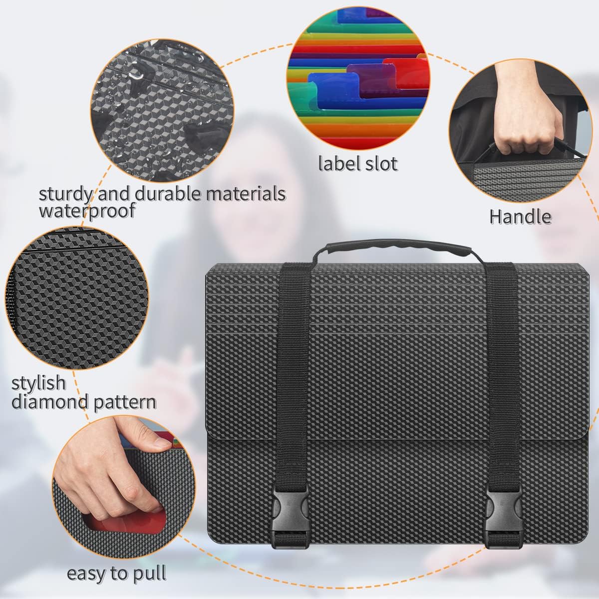 Expanding File Folders,Accordion File Organizer with Handle,25 Pockets Portable Filing Box for Paperwork Documents Paper,A4/Letter Size