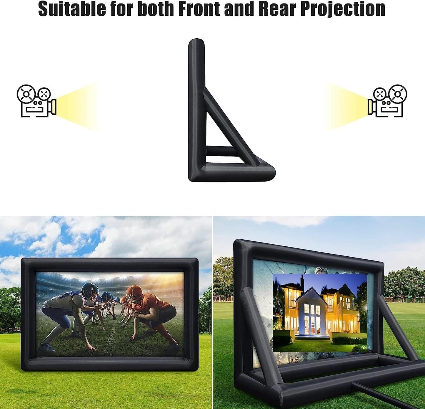 Inflatable Projector Screen, 20FT Portable Blow Up Outside Projector Screen, Front & Rear Projection, with Rope, Air Blower, Ground Nails and Carry Bag, for Theater/Football/Backyard Party