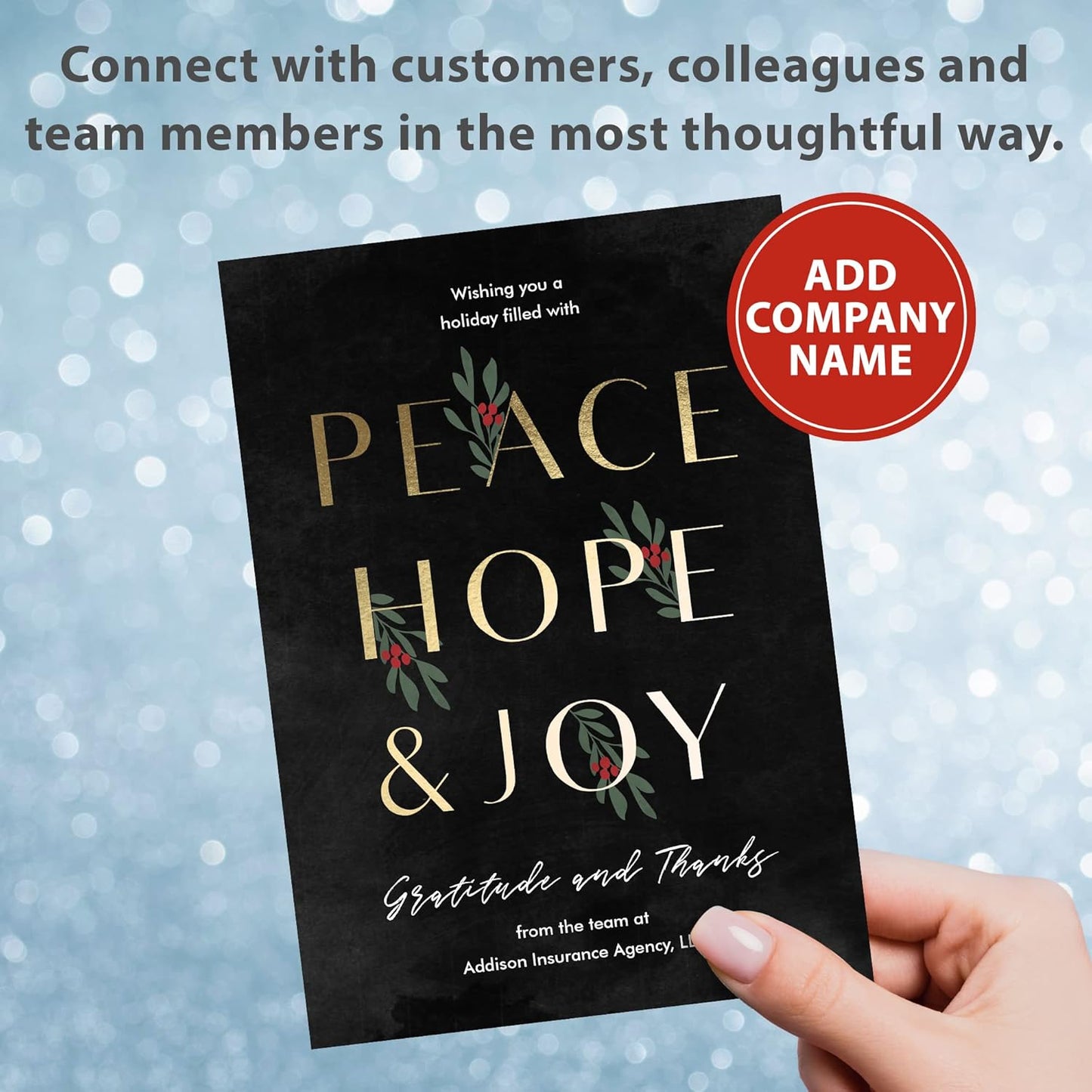 Let's Make Memories Personalized Business Christmas Cards with Envelopes - Premium Quality - 5x7-2025 Holiday Cards & White Envelopes - Peace, Hope & Joy - 75 ct