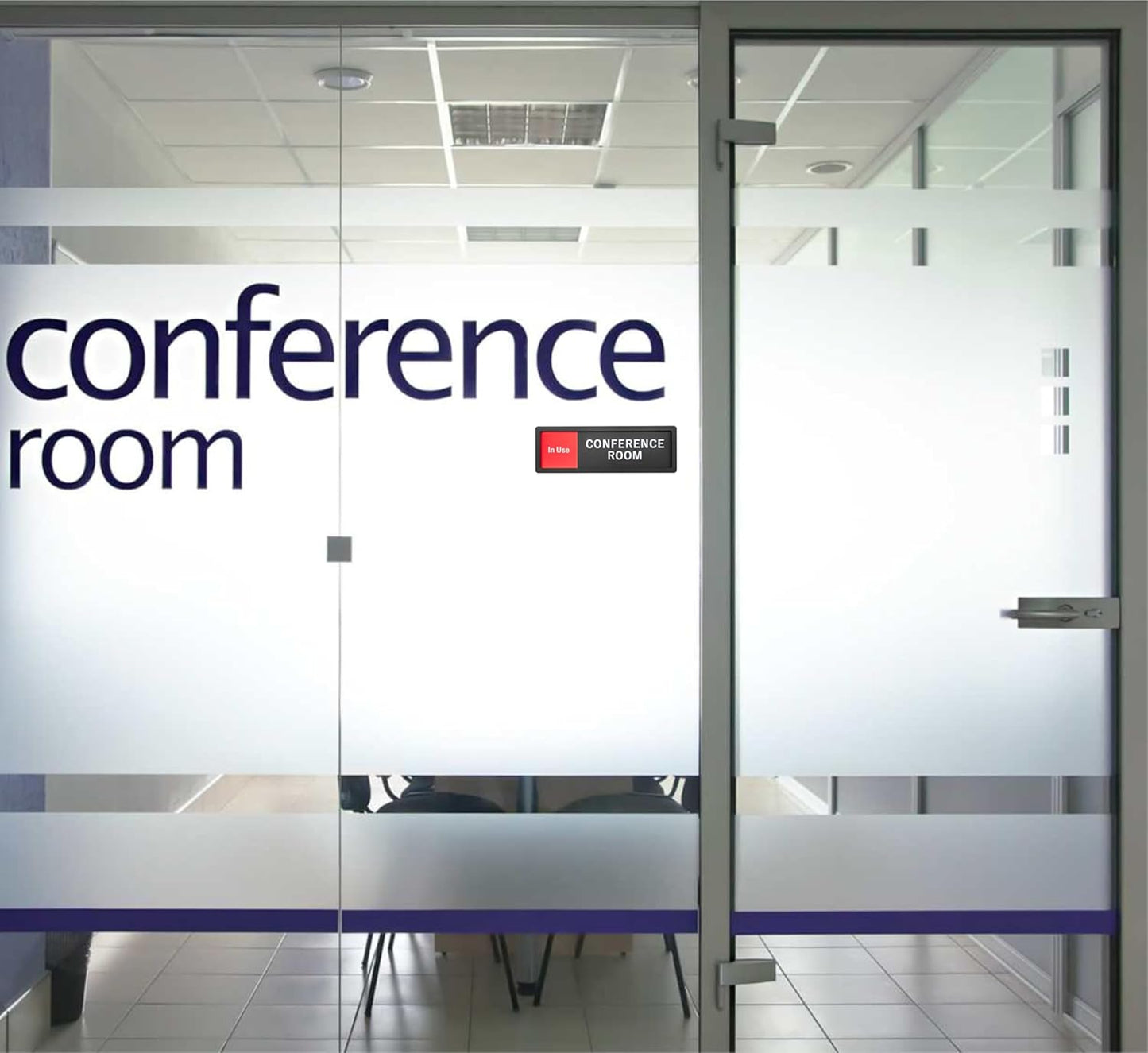 Conference Room Sign – In Use / Available Slide Switch Sign, Premium Durable Acrylic Material, Super Strong Self-Adhesive, Quick Installation, Suitable For Your Home And Business (9×3 Inches, Black)(Conference Room)
