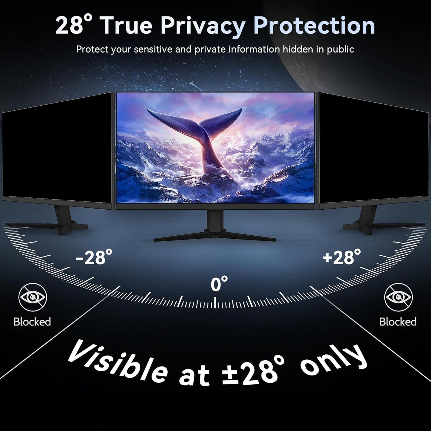 [2 Pack] Computer Privacy Screen 27 Inch for 16:9 Widescreen Monitor, Removable Eye Protection Anti Glare Blue Light Filter, Anti Scratch Computer Monitor Privacy Shield 27 in