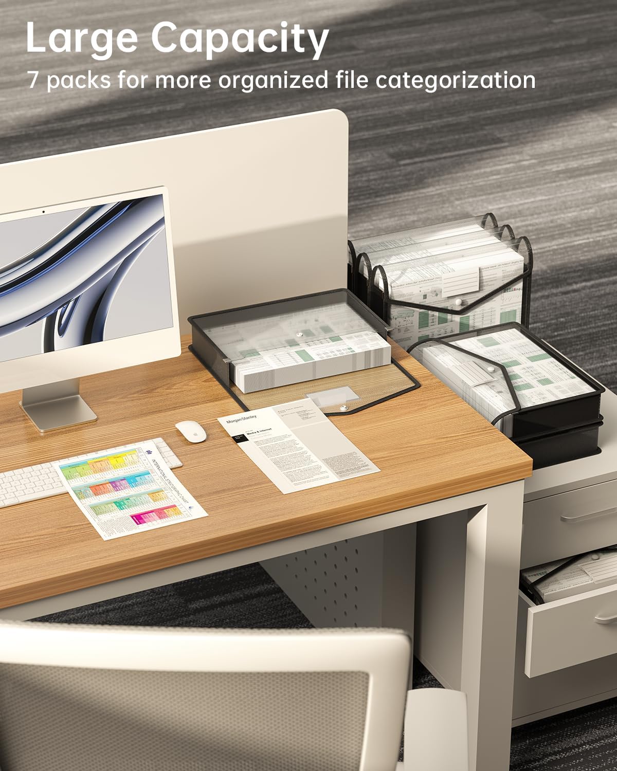 Plastic Expanding File Folder, Transparent envelopes with Snap Closure, No Dividers, Large Capacity, Black File Folder Organizer Holder, Bills&Taxes, Letter/A4 Size for School/Office/Home-7 Pack