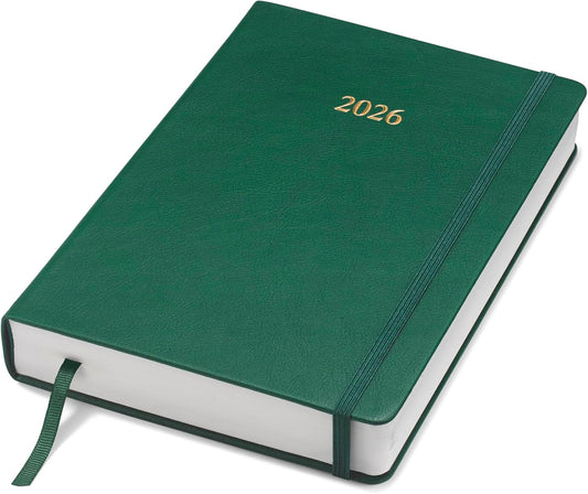 Wykeham's Executive 2026 Daily Journal Planner – US Public Holidays & Format – Customization Available (Racing Green, 8.5”×5.5”)