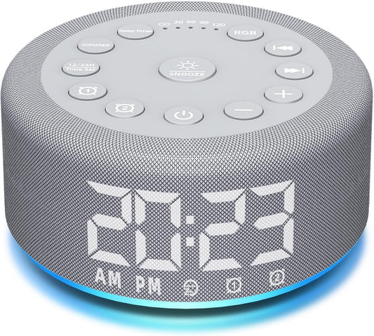 Sound Machine Alarm Clock White Noise Brown Noise Machine Night Light with Dual Alarms Backup Battery 30 Sleeping Sounds for Baby Kids Adults 32 Level Volume 5 Timers 15 Wake Up Sounds Memory Function