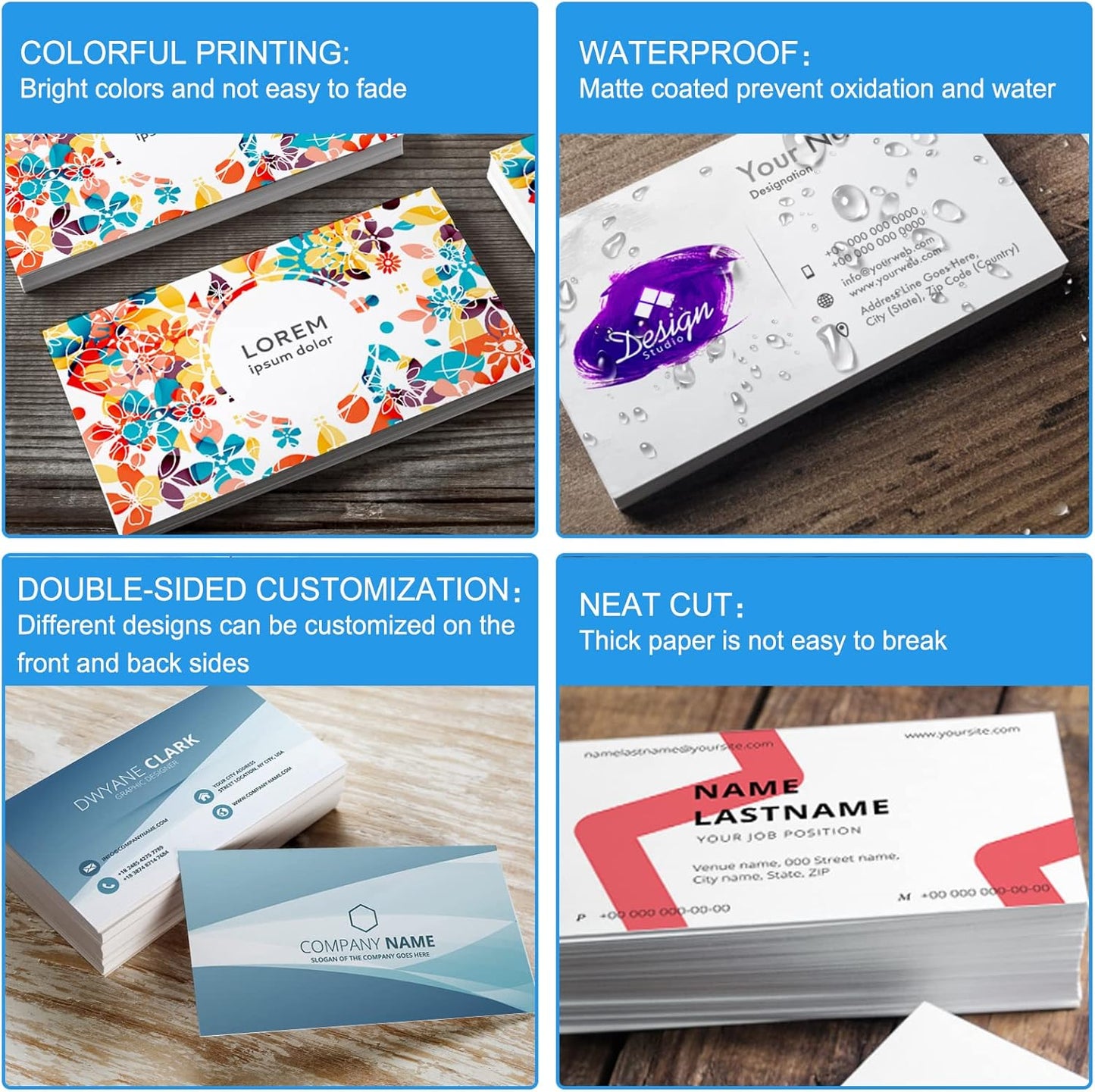 Custom Business Cards with Logo Personalized Double Side Printable Customize Business Cards 1000 500 200 100 for Small Business Women Men-Nails Artist Service