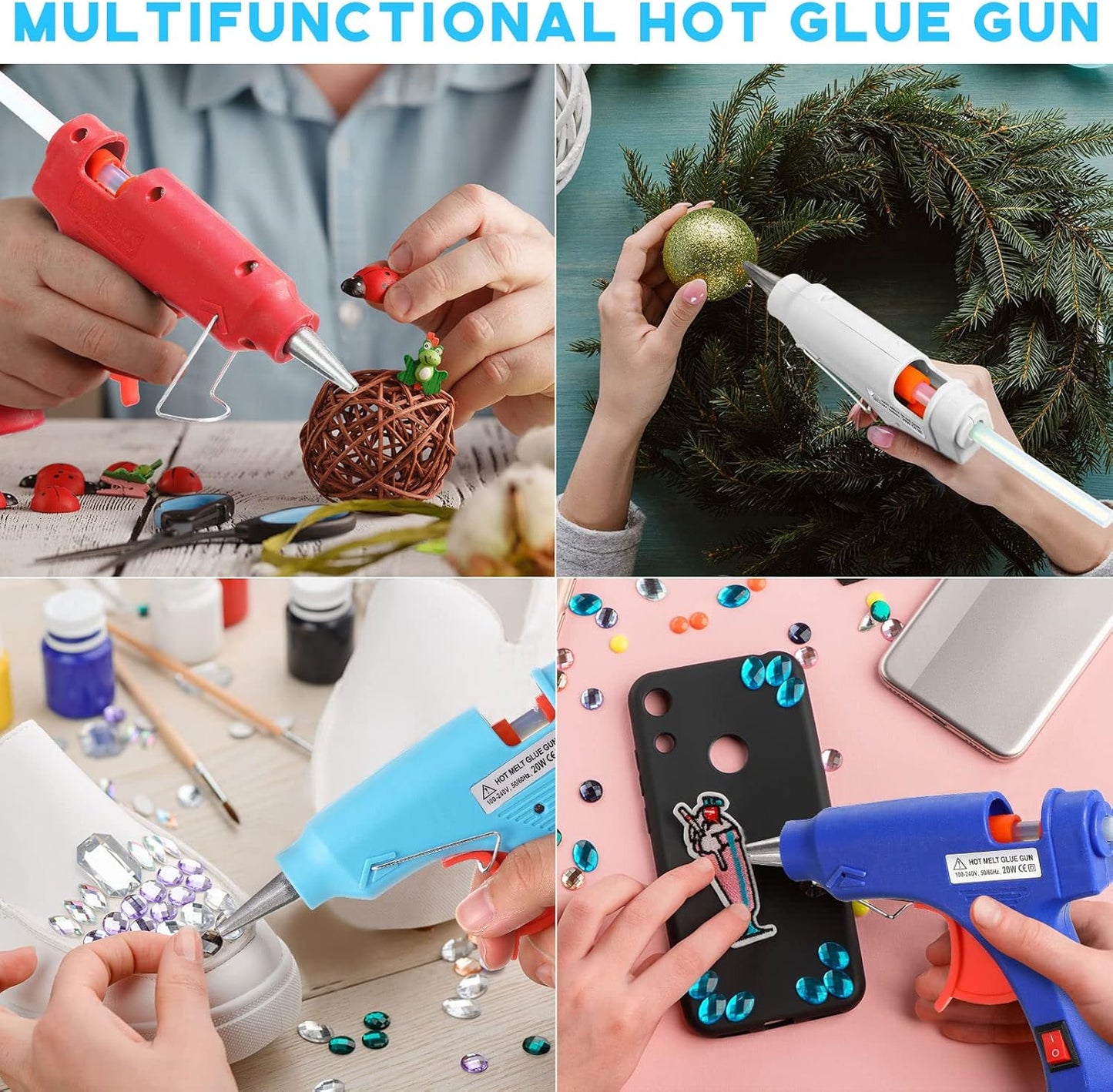 Zhengmy 12 Pieces Mini Hot Glue Gun Crafts Hot Melt Guns Fast Preheating and Easy Squeeze Trigger for School DIY Arts Class Projects Office Home Quick Repairs (Multicolored)
