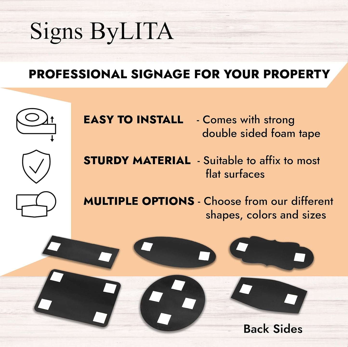 Signs ByLITA Standard Office Sign - Professional Business Signage - Easy to Install (Brushed Silver) - Large1 Pack