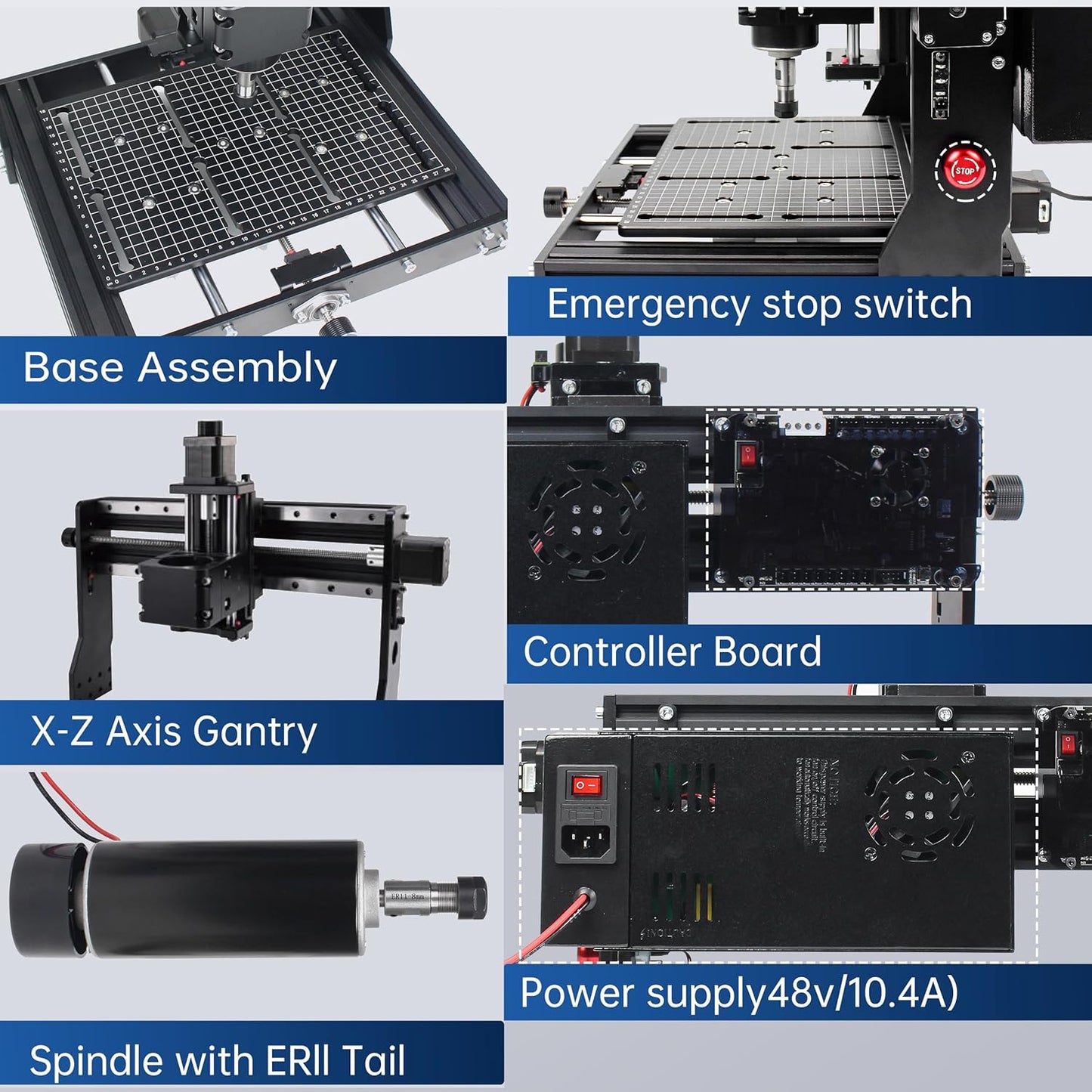 3 Axis 3020 Plus CNC Engraving Machine,500W CNC Wood Router Desktop CNC Machine for Metal Wood Acrylic MDF w/Limit Switche Emergency-Stop, Working Area:11.81 * 7.87 * 2.87 inch