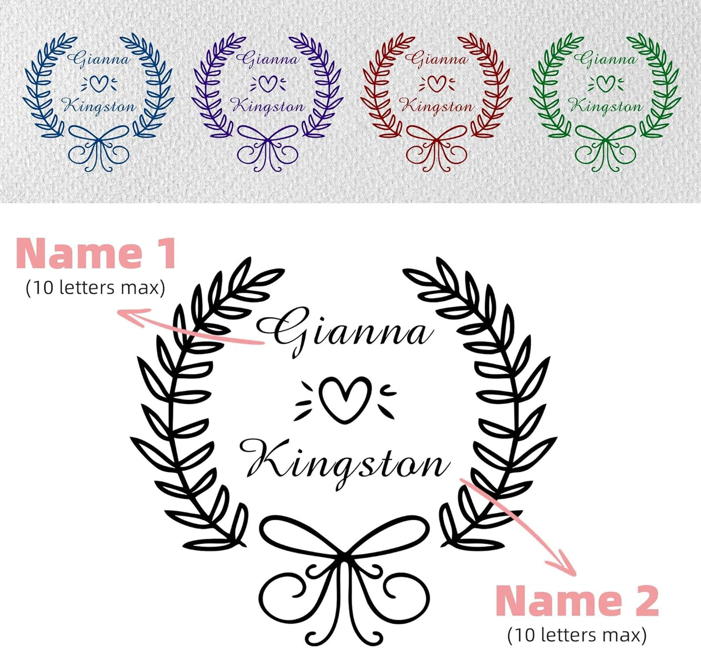 Personalized Wedding Embosser Stamp， Custom Book Business Card Paper Document Notebook, Self Inking Stamp，Book Lover Gifts，Christmas Gifts (Style14)