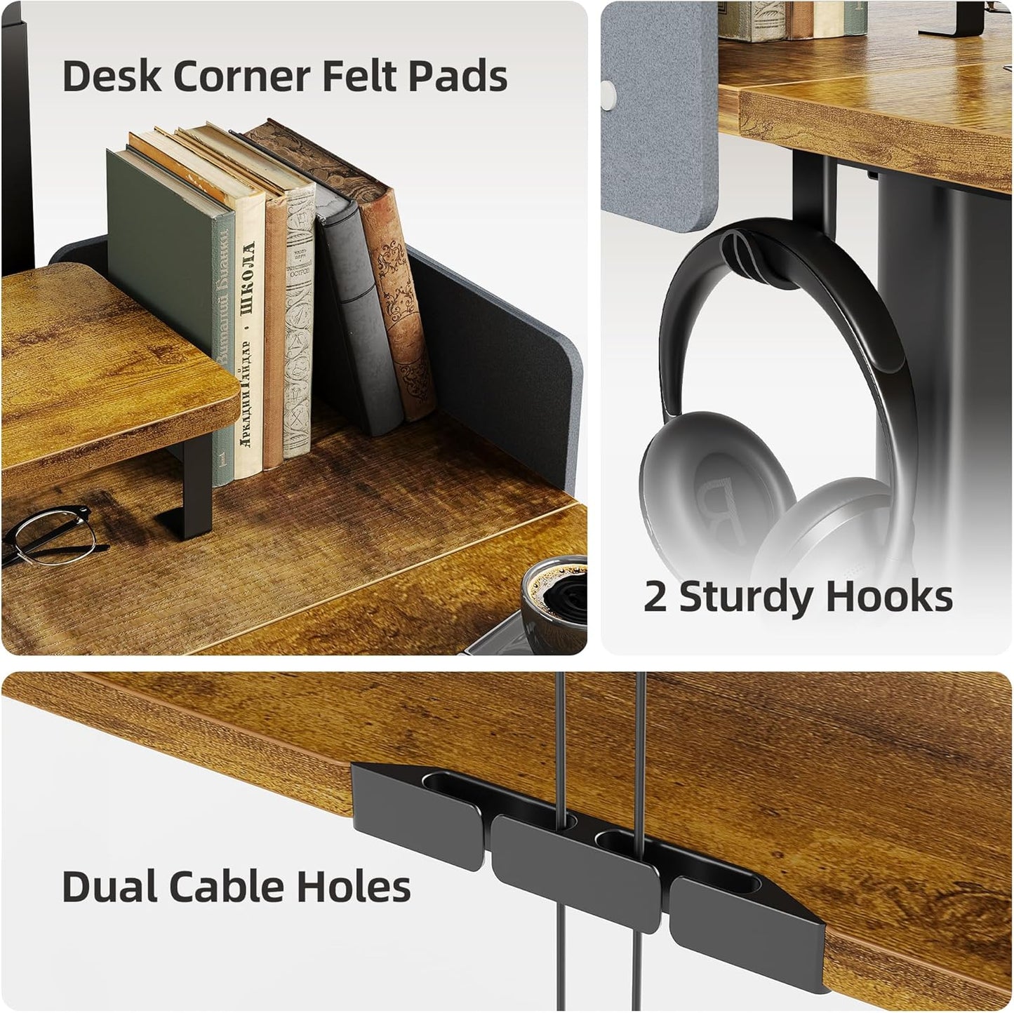 Claiks Electric Standing Desk with Removable Shelves, 55 x 24 Inches Height Adjustable Desk, Stand Up Monitor Stand Desk for Computer Workstation, Rustic Brown