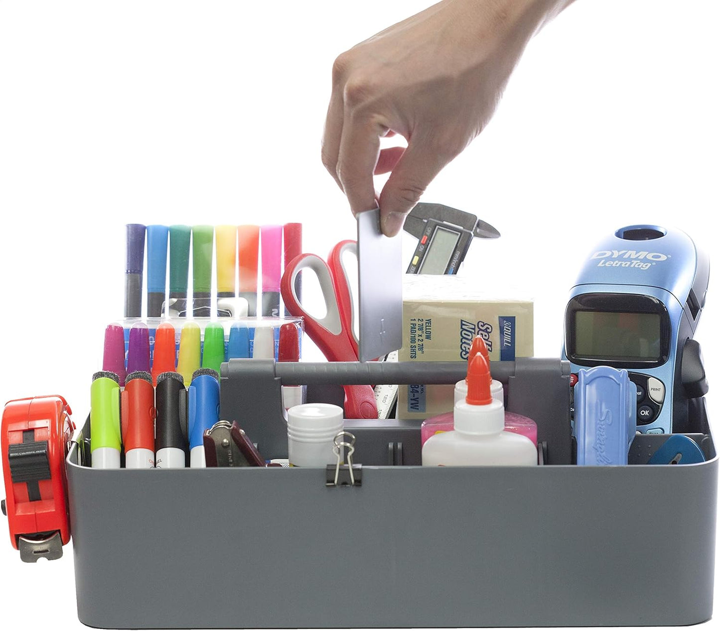 -Large Portable Caddy, DIY Dividers, 8 Compartments, School Office Supplies Home Business Organizer,Portable Basket with Handle Storage Made in USA (3 PACK, Orion Gray)