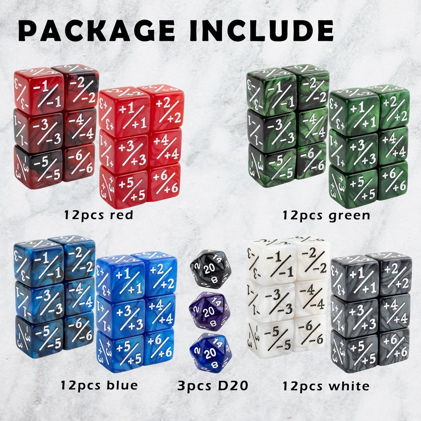 51 Pieces MTG Counter Dice Plus 1 Life Counters +1/+1 Tokens 6 Sided Dice Set for Magic The Gathering, MTG, TCG, Cards Gaming Accessories