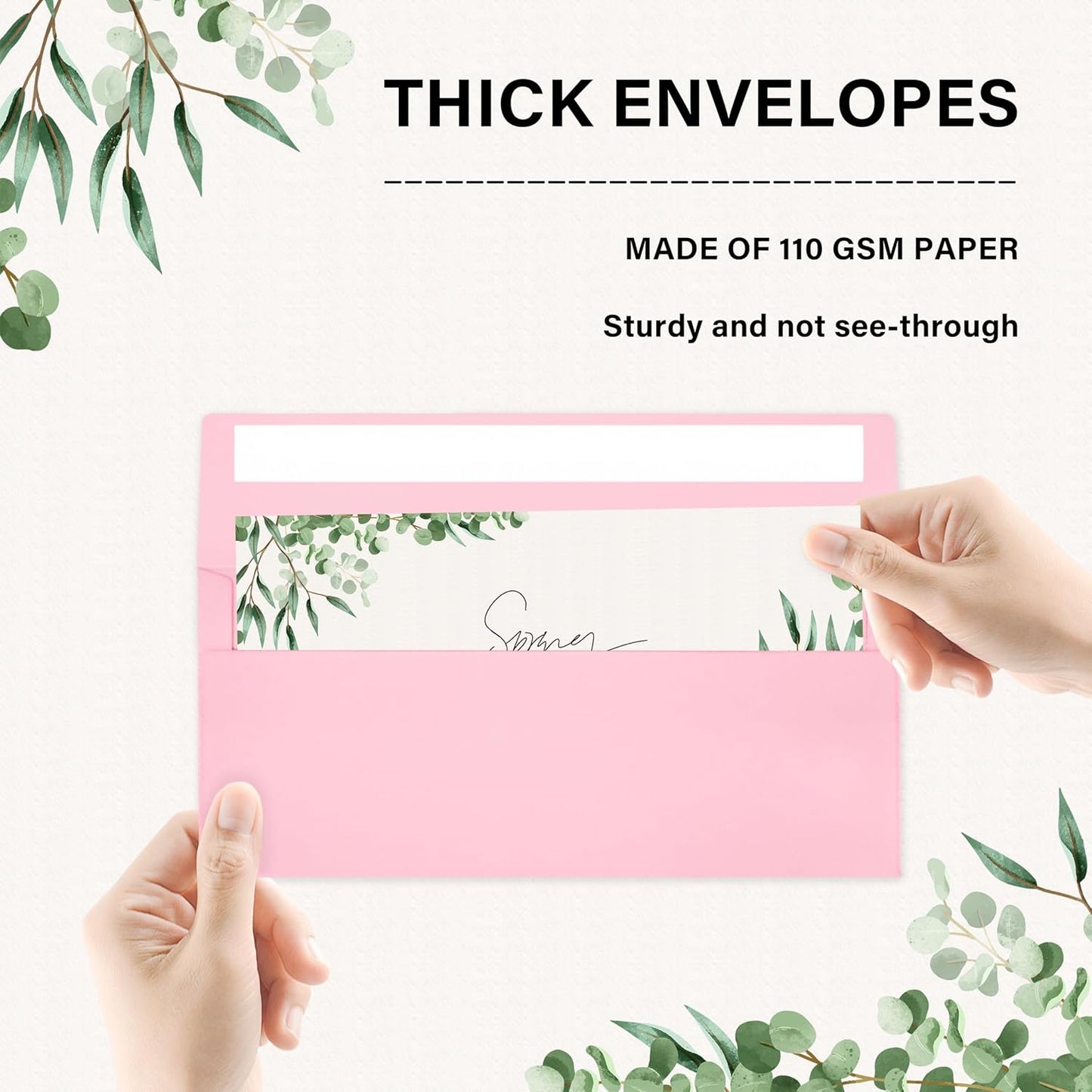 50 Pack #10 Business Envelopes, Self Seal Standard Pink Envelopes for Secure Business & Legal Mailing, Office, Checks, Letter, Invoices, 4 1/8 x 9 1/2 Inches