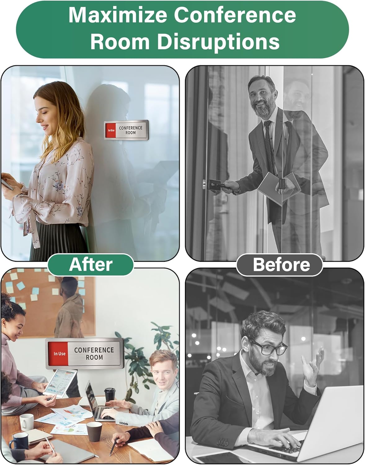 Office Door Signs Do Not Disturb, In Use/Available Slider Sign for Home Office Wellness Conference Vacant Occupied Privacy Slide Door Sign，Brushed Silver