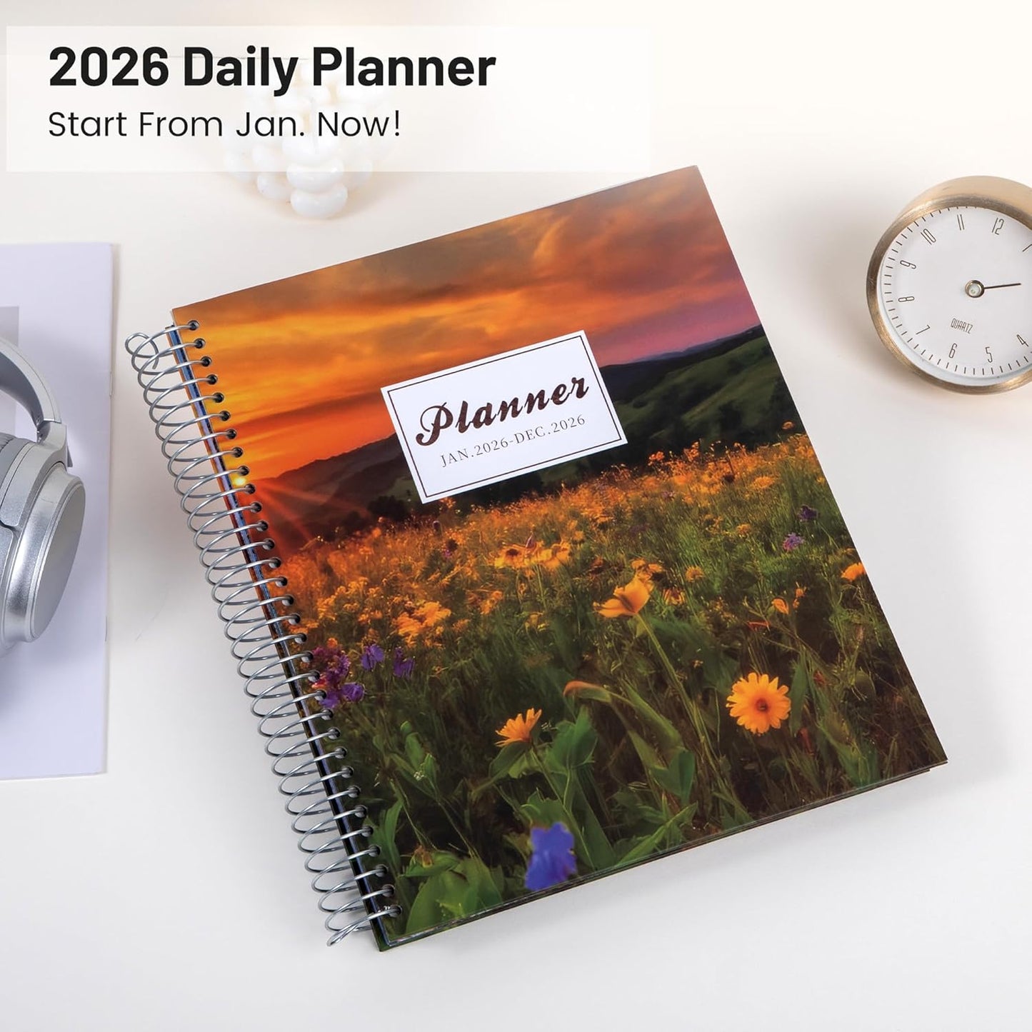 CAGIE Planner 2026 Monthly (Jan. 26-Dec. 26), 12 Month Academic Planner 8.5"x11", Large Daily Planner with Hourly Timeslot, Monthly Tab, Spiral Binding, Bookmark
