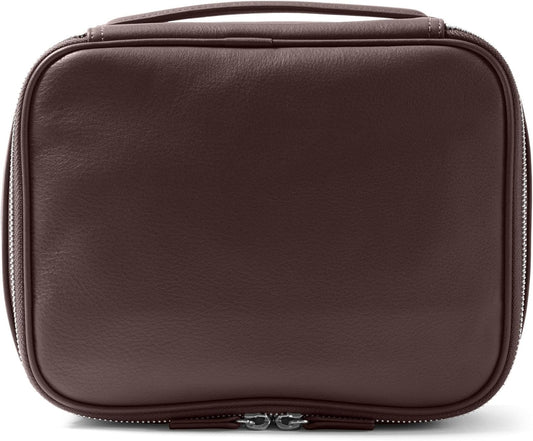 Leatherology Brown Large Travel Organizer - Zipped mesh storage pocket, elastic loops for organization, double metal zipper