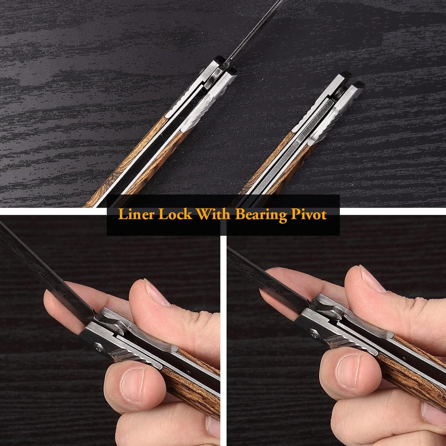 EDC Pocket Knife for Men, 3.7 inch Slim Folding Knife with Tanto Blade and Liner Lock, Unique Gentleman's Gift, Thin Cool Knives for Outdoor Camping, Pocket Sheath for Keychain Everyday Carry