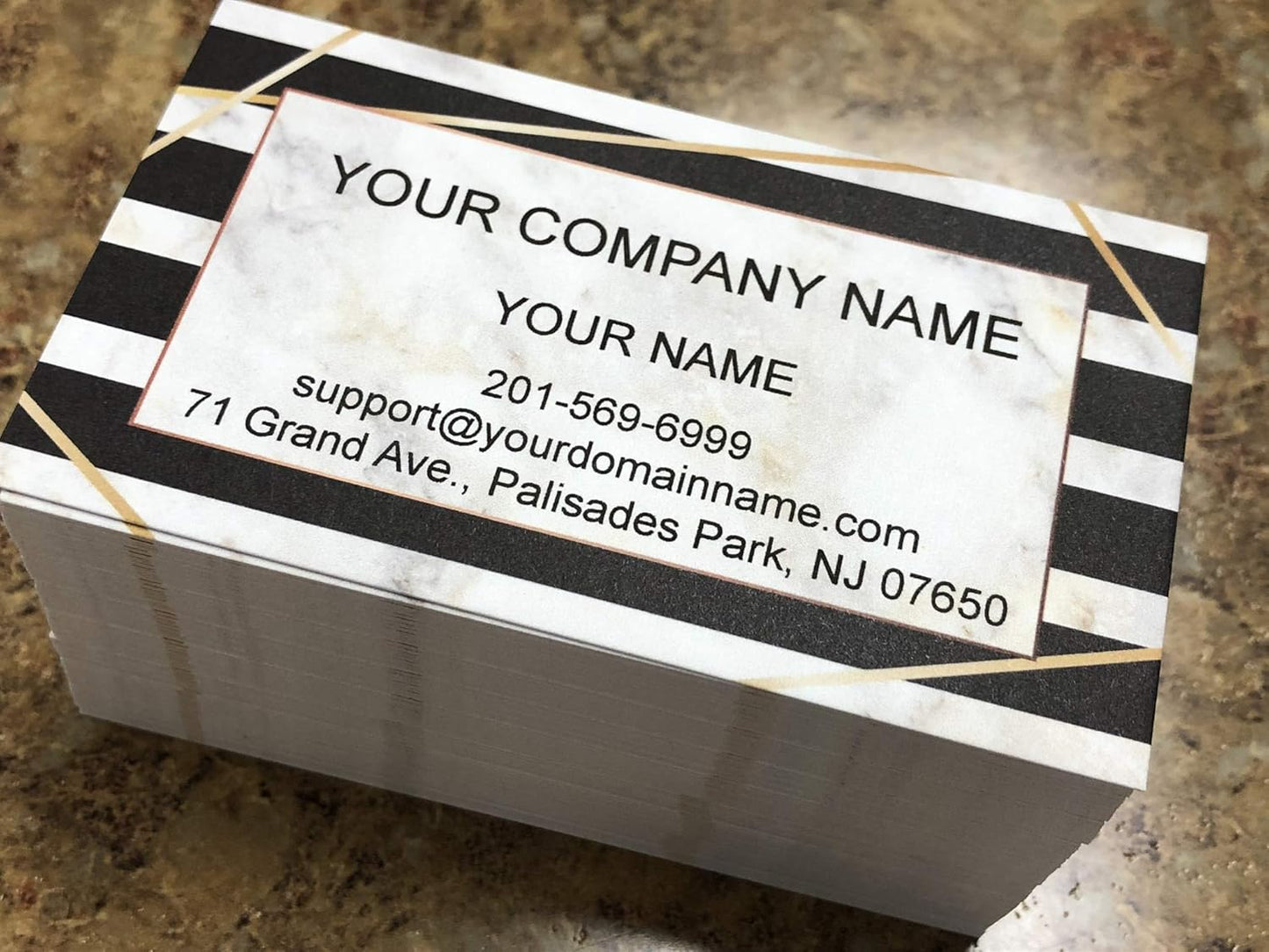 Custom Premium Business Cards 100 pcs Full color - Printed on 16pt(350gsm) or14pt (308gsm) Classic matte paper, Made in The USA (Marble Stripes)