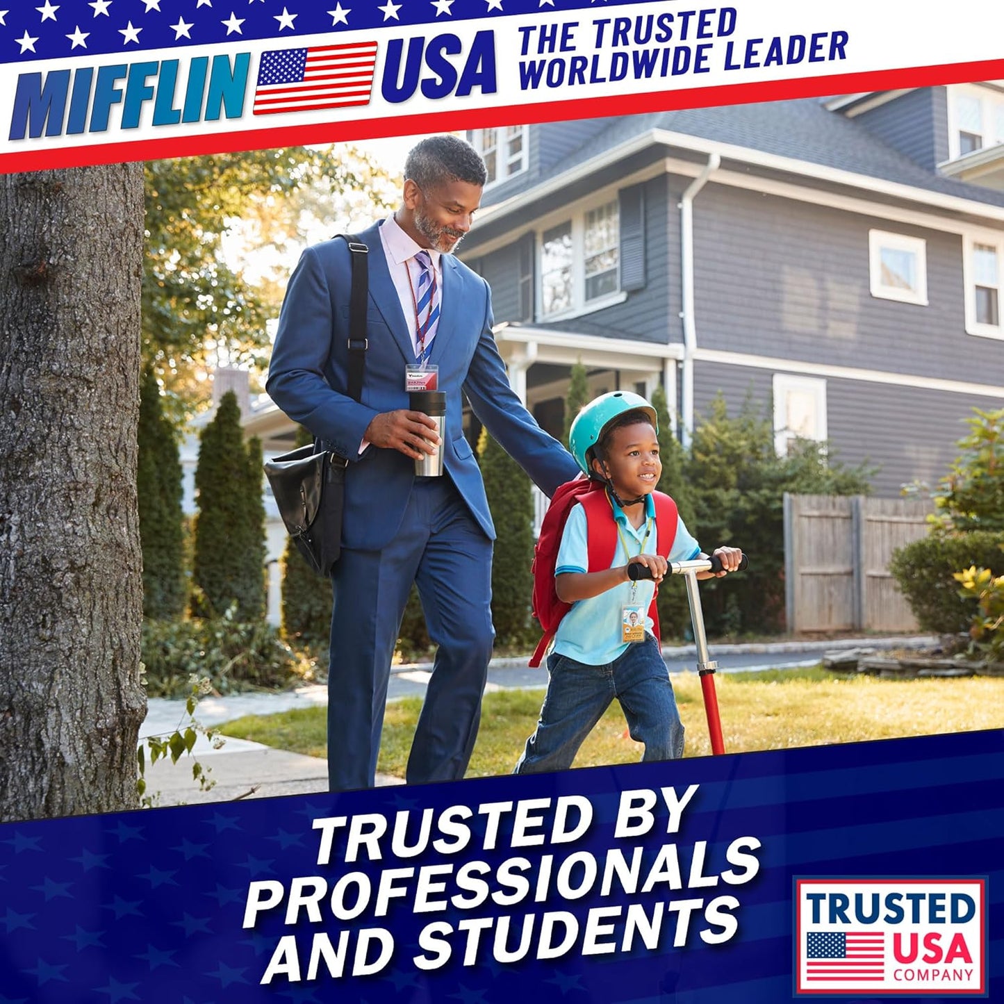 Mifflin-USA Plastic Waterproof ID Badge Holders (Clear, 2.25x3.5 Inch, 10 Pack), Vertical Hanging Name Card Holder with Zipper, Resealable Bulk Nametag Holders