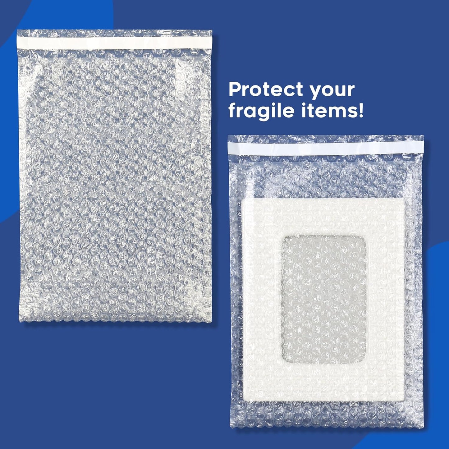 The Boxery 8x15.5" Clear Self-Sealing Bubble Out Bag Pouches -300 Pack- Bubble Cushion Wrap Bags for Packing, Storage, Moving, and Shipping fragile items