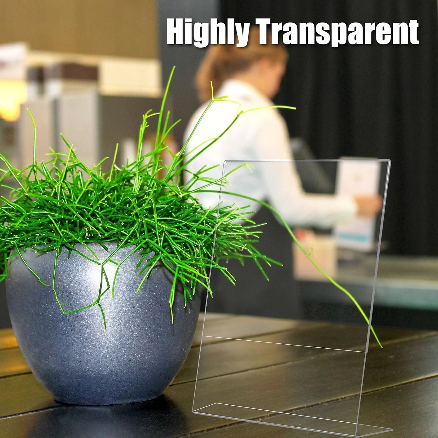 6pack Acrylic Sign Holder 5x7 for Picture Frames, L Shape Clear Plastic, Plastic Sign Holder,Menu Holder, Unbreakable Table Sign Holder for Restaurant, Office, School, Store and Home Use