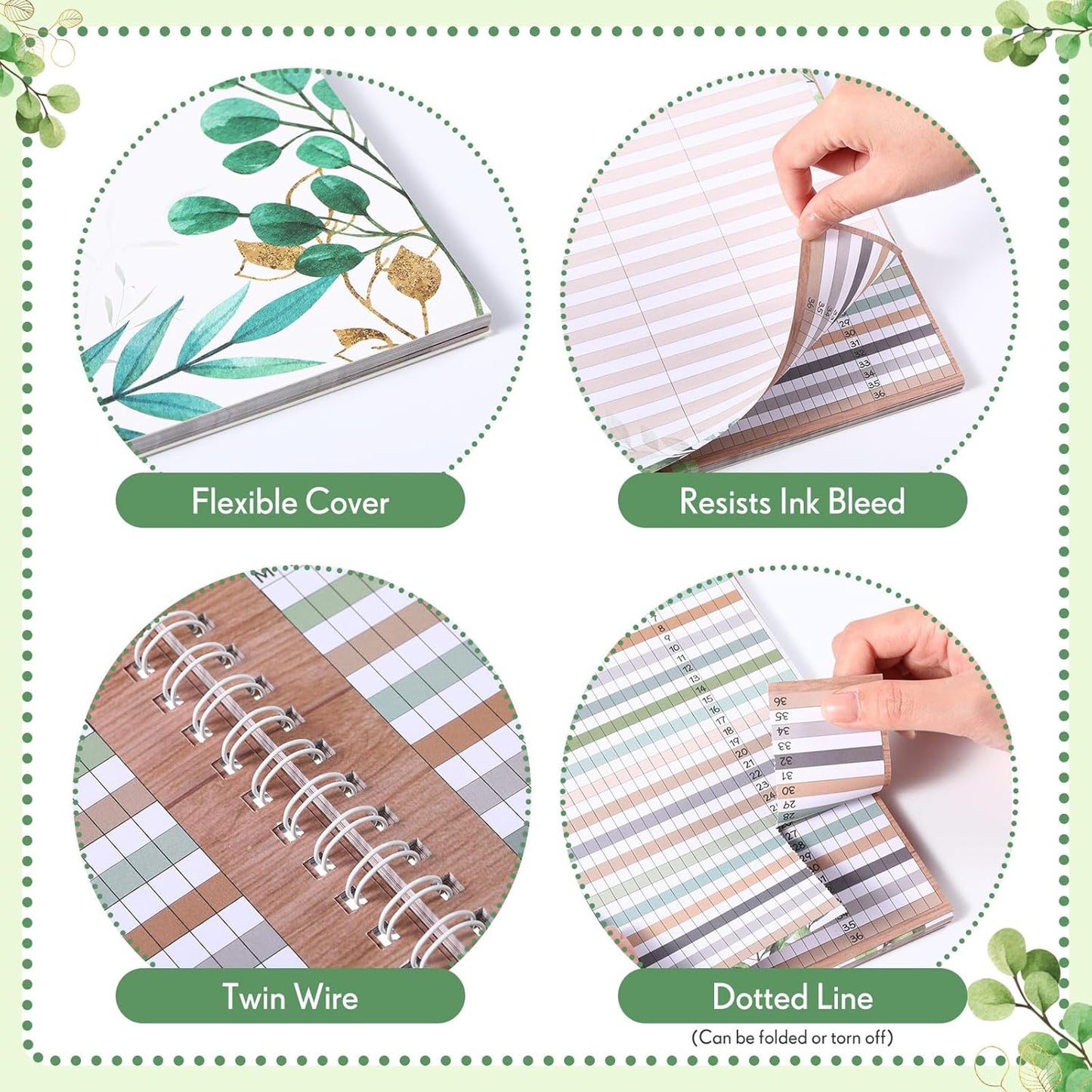 Teacher Record Book Teacher Grade Books 2025-2026 Spiral Bound Record Class Grade Book Office Favors Gift for Classroom Attendance Supplies Decoration Double Sided(Boho Plant)