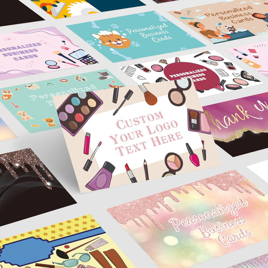 Custom Business Cards Customizable with Logo Text,Personalized Business Cards Photo Printable Makeup Cards 1000 500 200 100 Double Sided Customize Cards for Small Business Waterproof