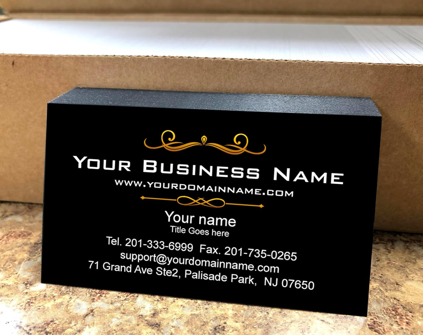 Simple Custom Premium Business Cards, Available 100,250,500,1000pcs, Full color 2sides - Black front-White back, 16pt Cover Stock (350gsm-Thick paper), Made in The USA