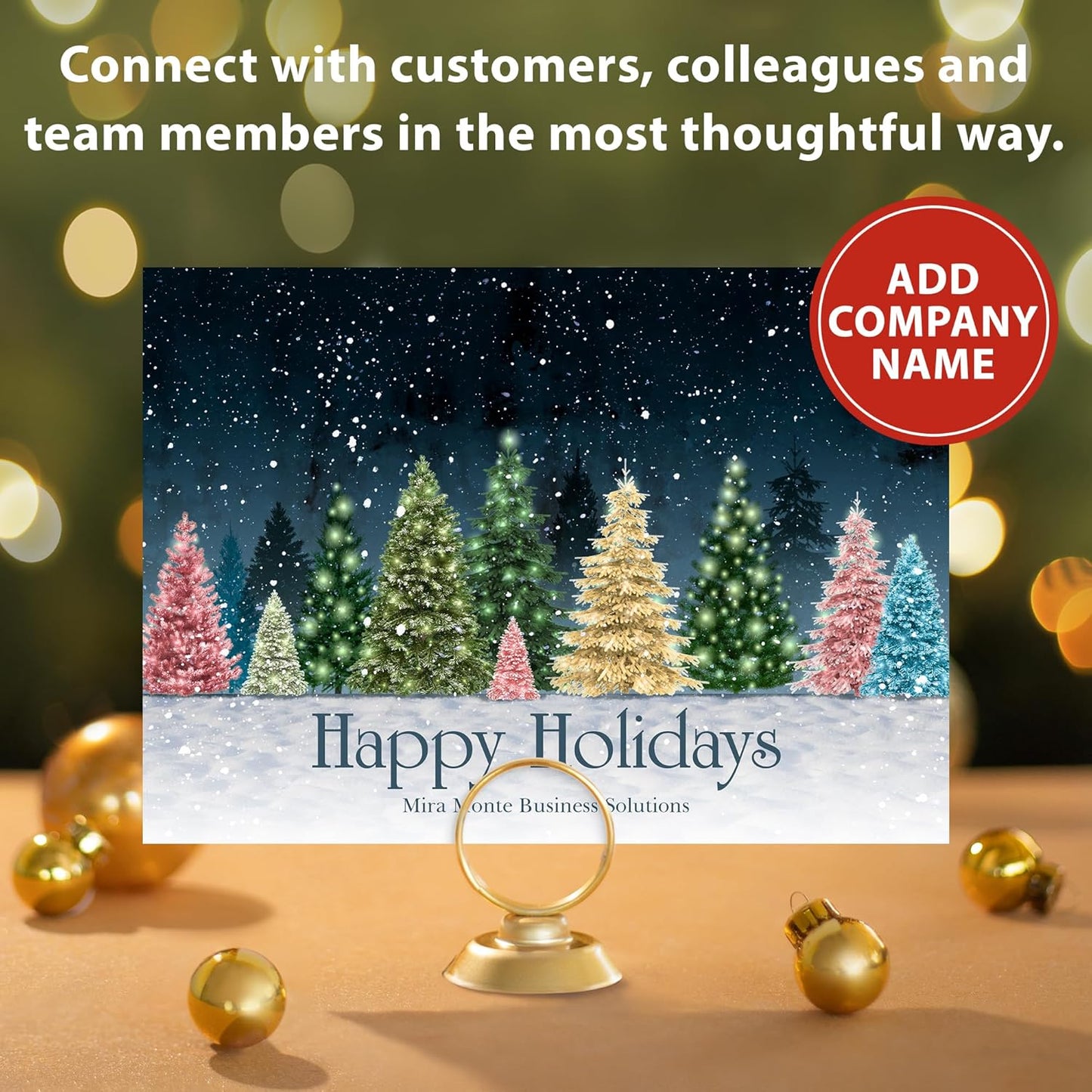 Let's Make Memories Personalized Business Christmas Cards with Envelopes - Premium Quality - 5x7-2025 Holiday Cards & White Envelopes - Colorful Snowscape - 200 ct