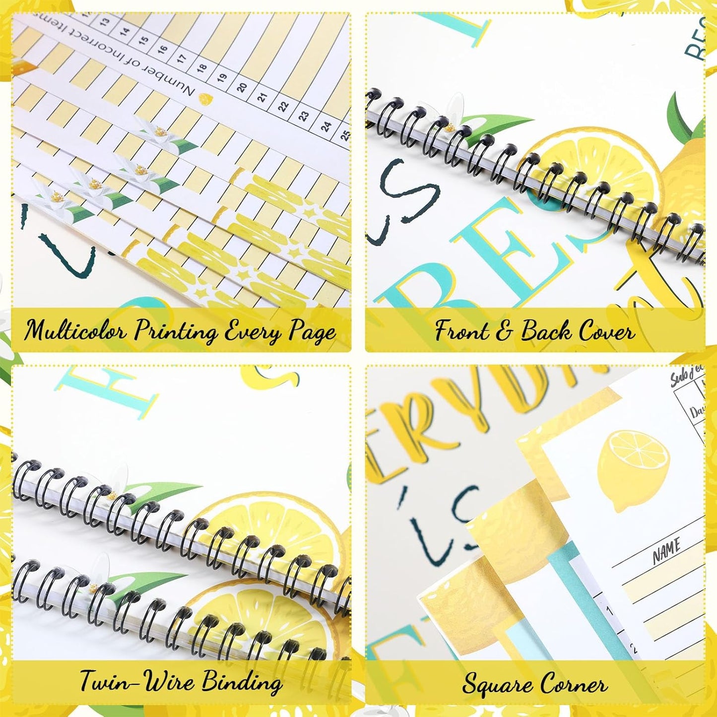 Faccito 8.3'' x 11'' Teacher Record Book 2025 Grade Book Undated Attendance Register Class Student Roster Monthly Reminder Grading Chart Gift for Elementary Classroom School Office(Lemon Style)