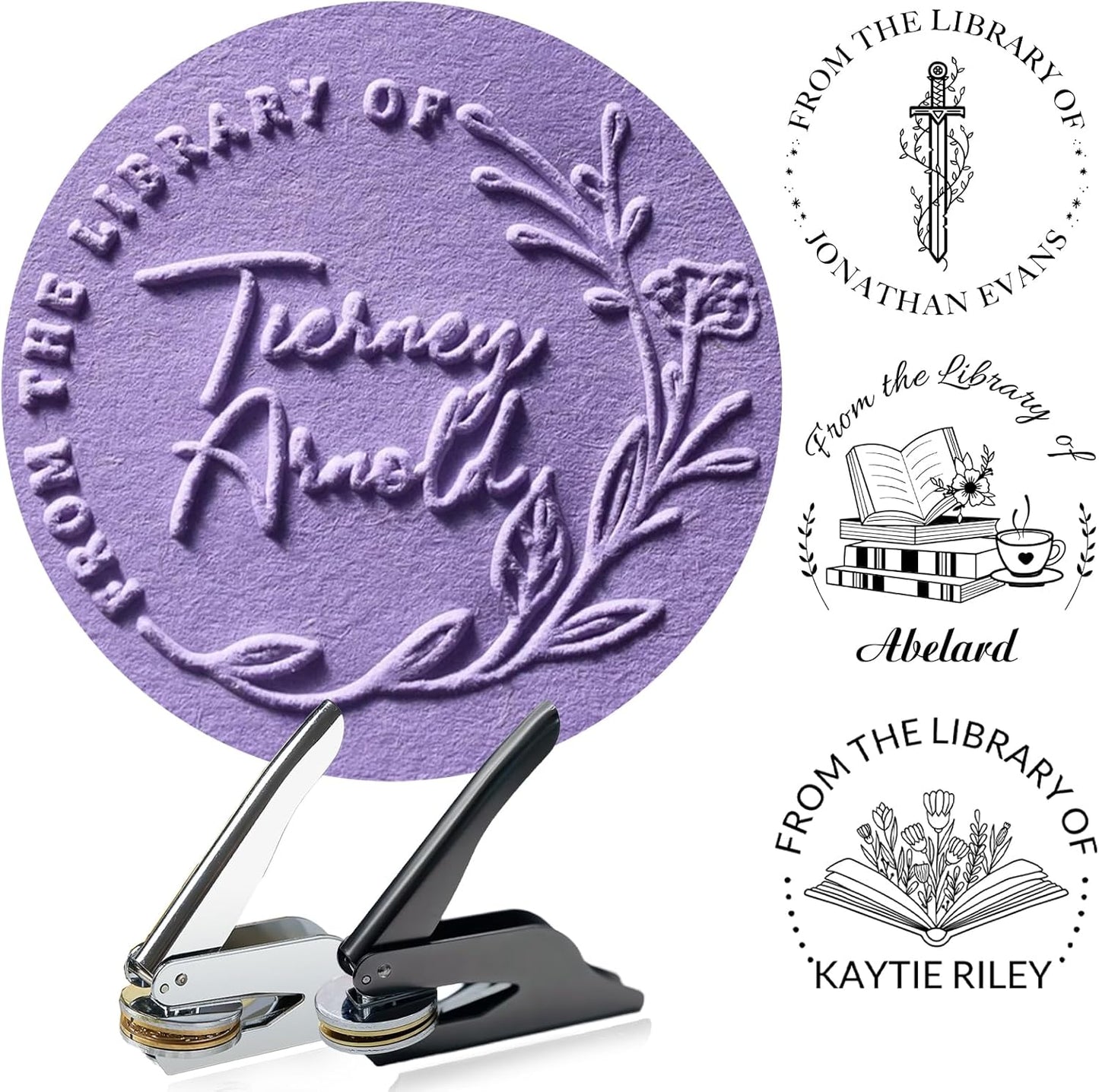 HJX Book Embosser Personalized - Custom Embosser for Books Customize Personal Book from The Library of Stamp (01-Embosser)