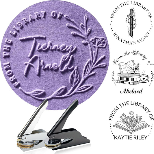 HJX Book Embosser Personalized - Custom Embosser for Books Customize Personal Book from The Library of Stamp (01-Embosser)