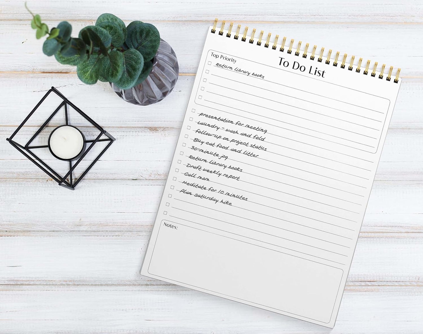 Better Office Products To Do List Notepad, 8.5" x 11", Planning Note Pad, 50 Sheets, Double Wire Spiral, Daily Agenda Productivity Checklist Organizer,(1 Pack)